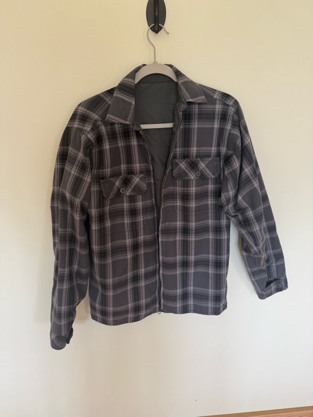 Patagonia Gray Plaid Quilted Puffer Shacket
